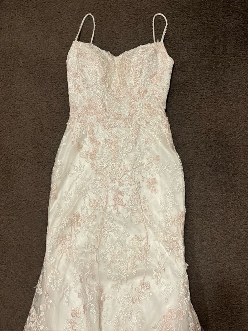 Sherri Hill White & Pale Pink Floral Appliqué Prom Dress - Picture 8 of 16